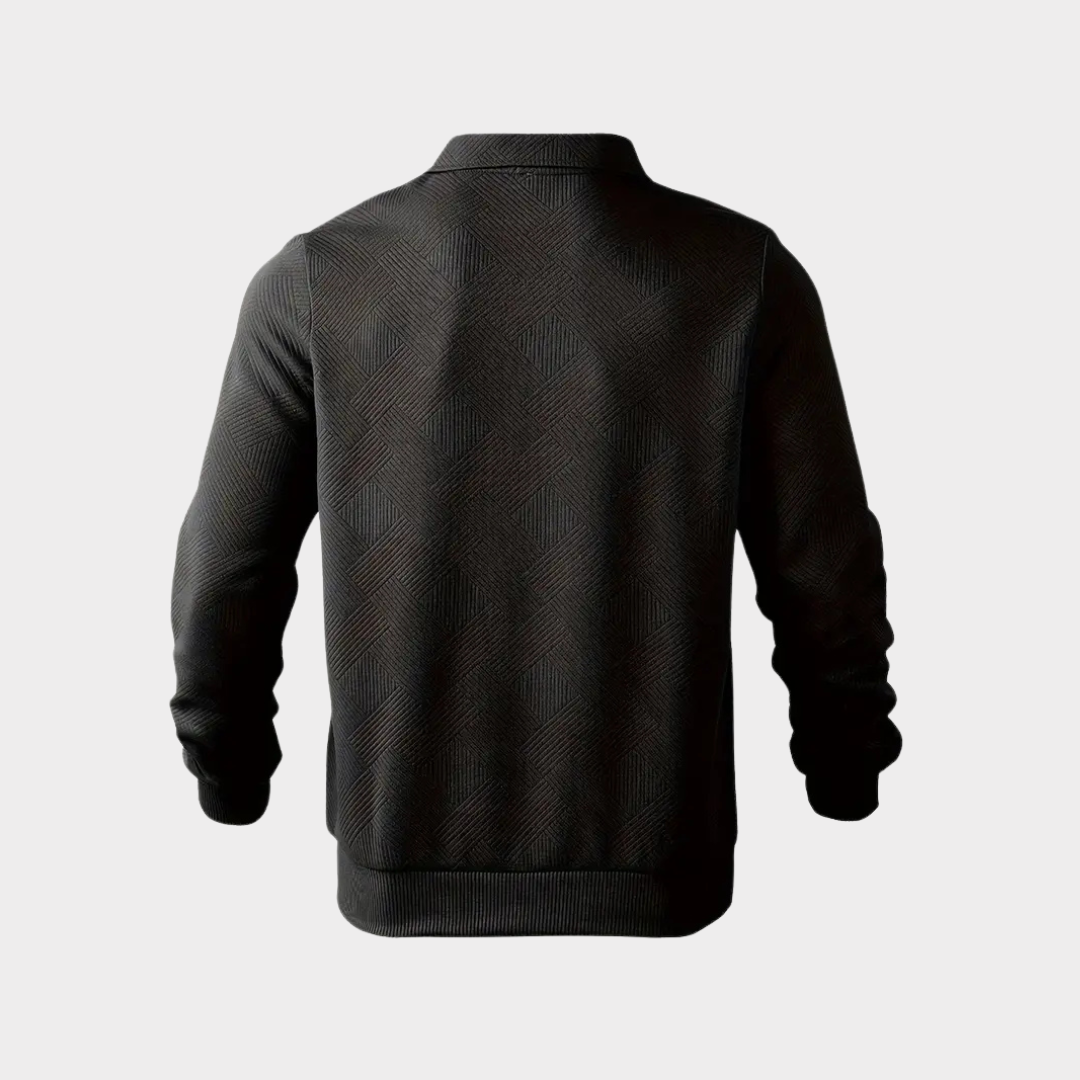 Men's Half-Zip Sweatshirt | Textured Knit Polo Collar