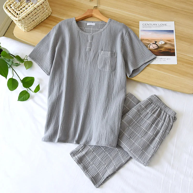 Ensemble de pyjama homme grande taille en coton | Vêtement d'intérieur confortable