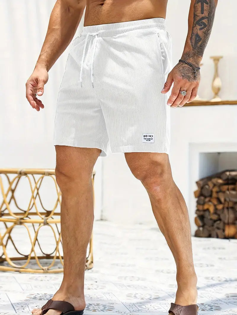 Corduroy Drawstring Shorts with Side Pockets