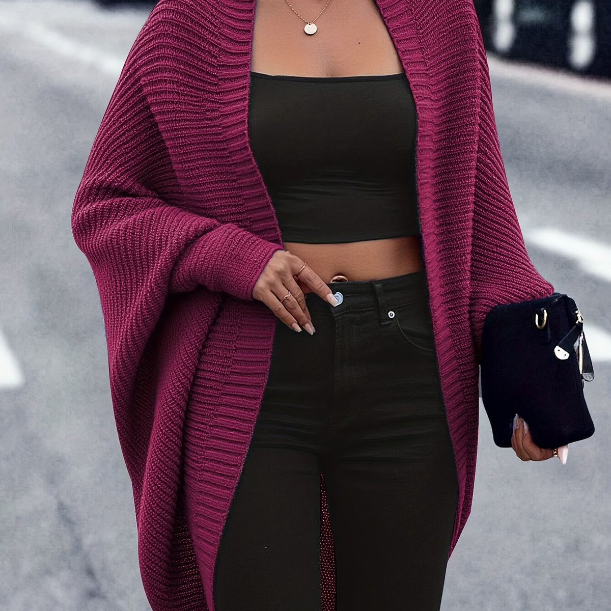 Women’s Oversized Open Front Knit Cardigan