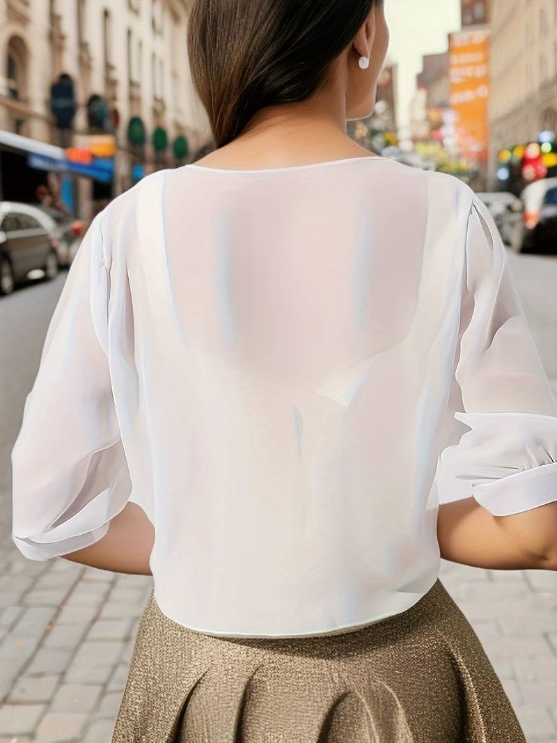 Women's Sheer Chiffon Cardigan with Tie Front