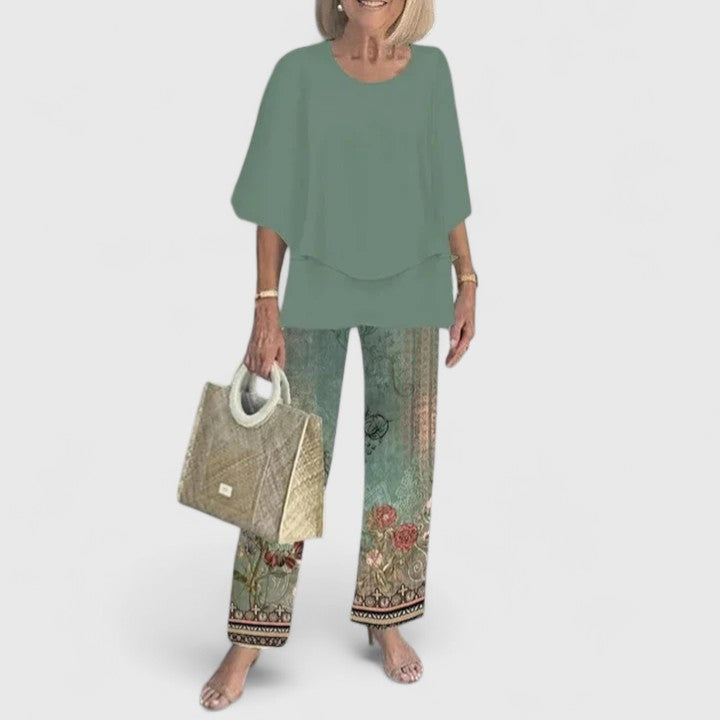 Women’s Layered Top & Floral Trousers Co-Ord Set