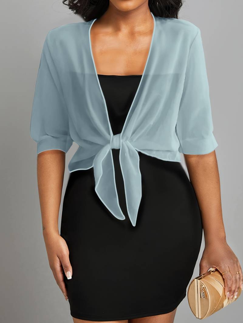 Women's Sheer Chiffon Cardigan with Tie Front