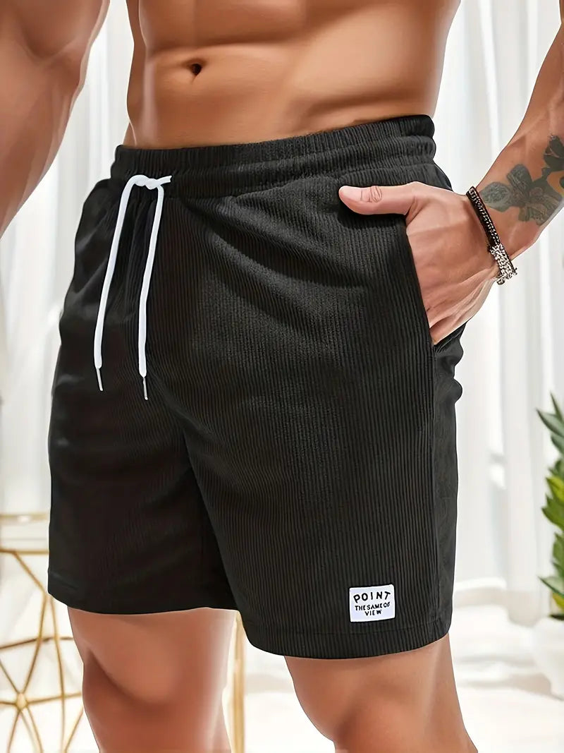 Corduroy Drawstring Shorts with Side Pockets
