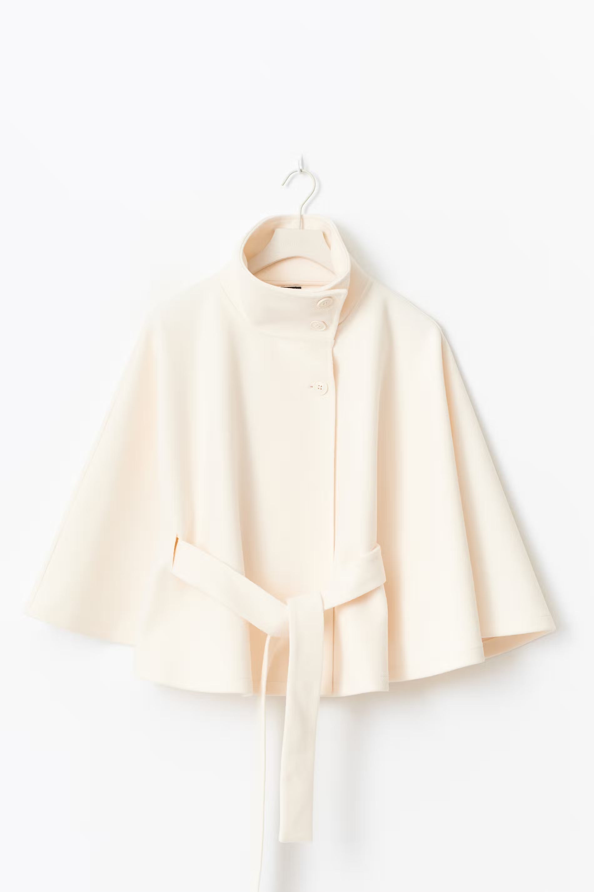 Women's Belted Cape Jacket with High Collar