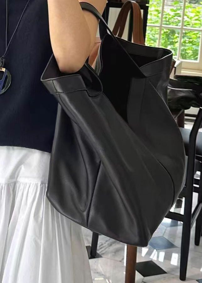 Oversized Tote Bag in Faux Leather with Slouchy Silhouette