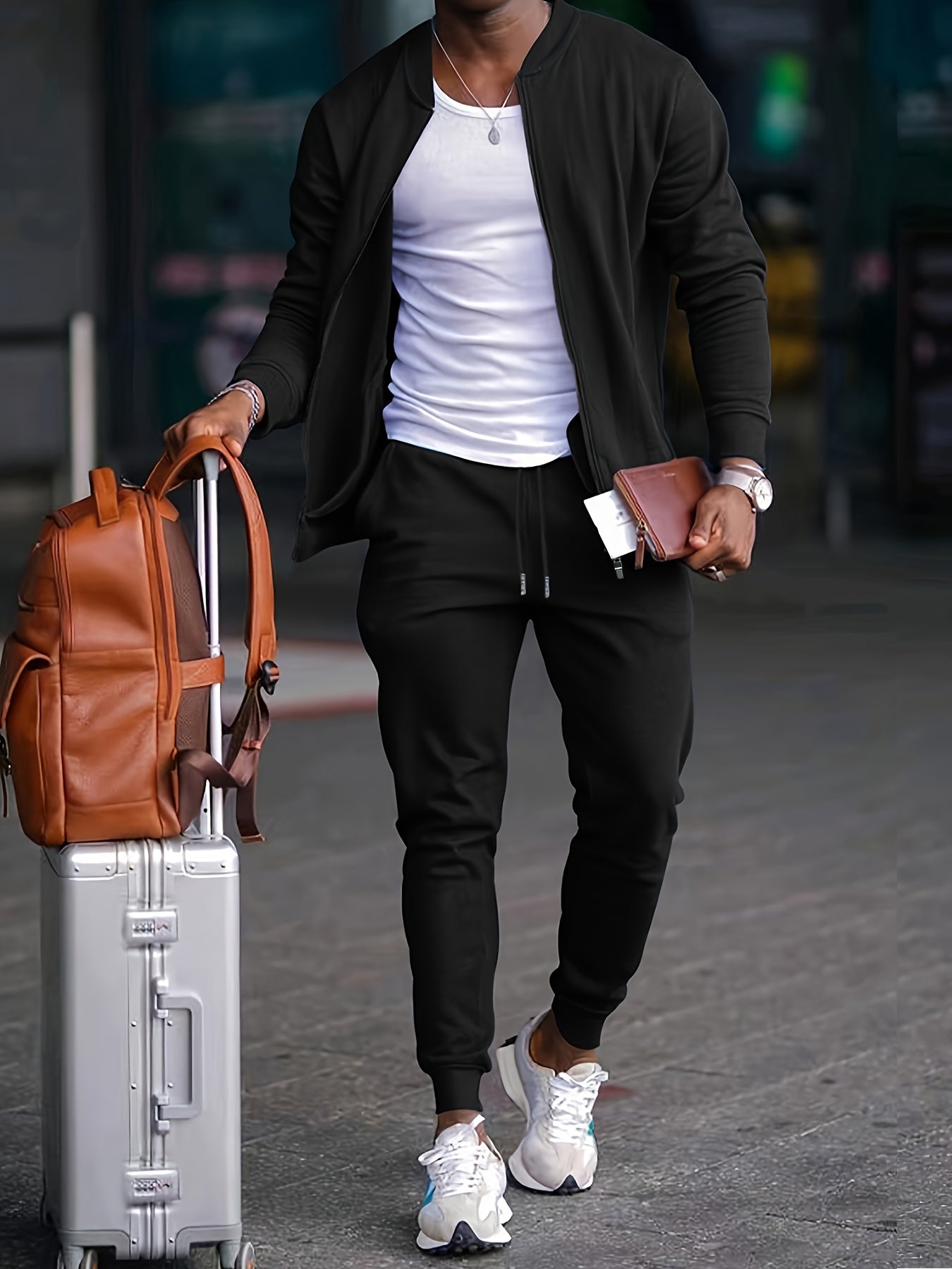 Ensemble survêtement pour homme avec blouson bomber coupe slim et joggings