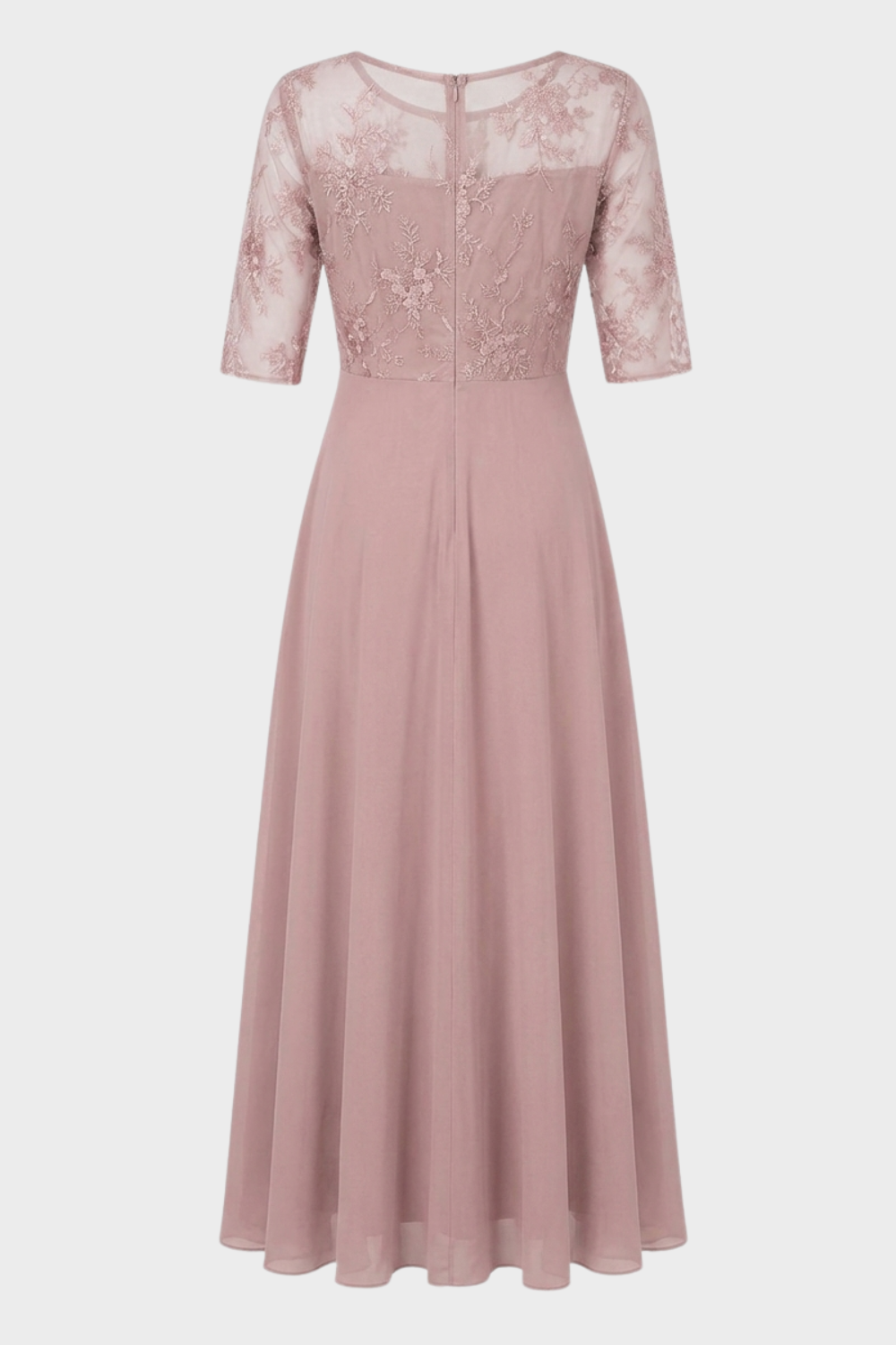 Lace Maxi Dress with Draped Chiffon Skirt