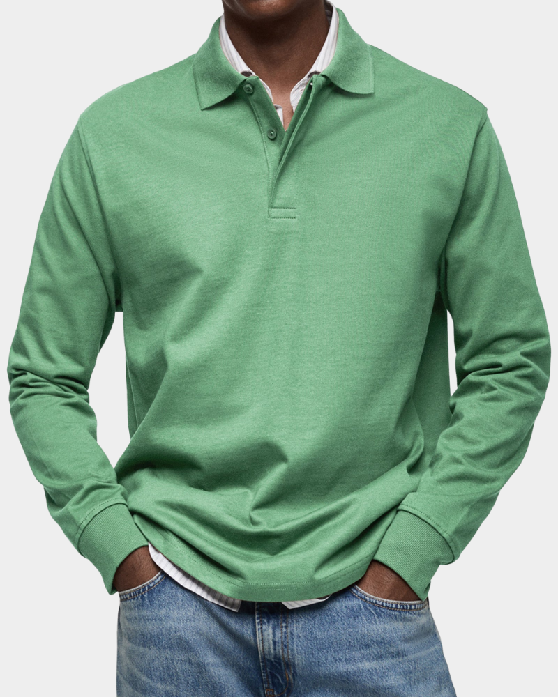 Men's Long Sleeve Cotton Polo Shirt