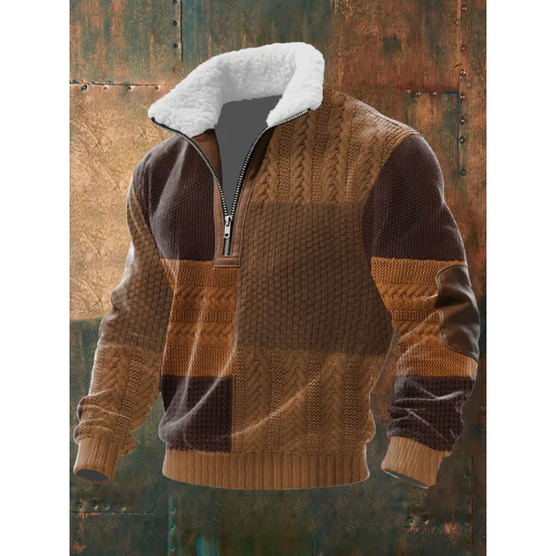 Men’s Sherpa Collar Cable Knit Half-Zip Jumper