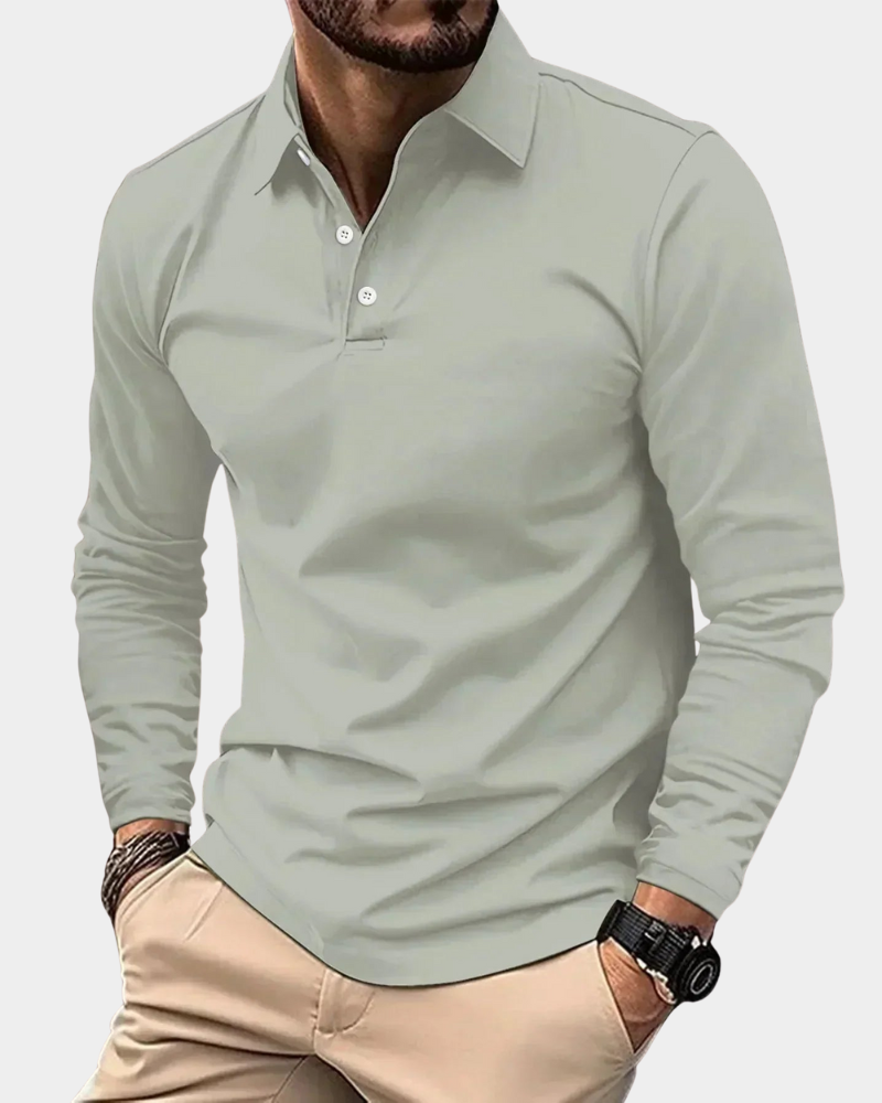 Men's Long Sleeve Smart Casual Polo Shirt