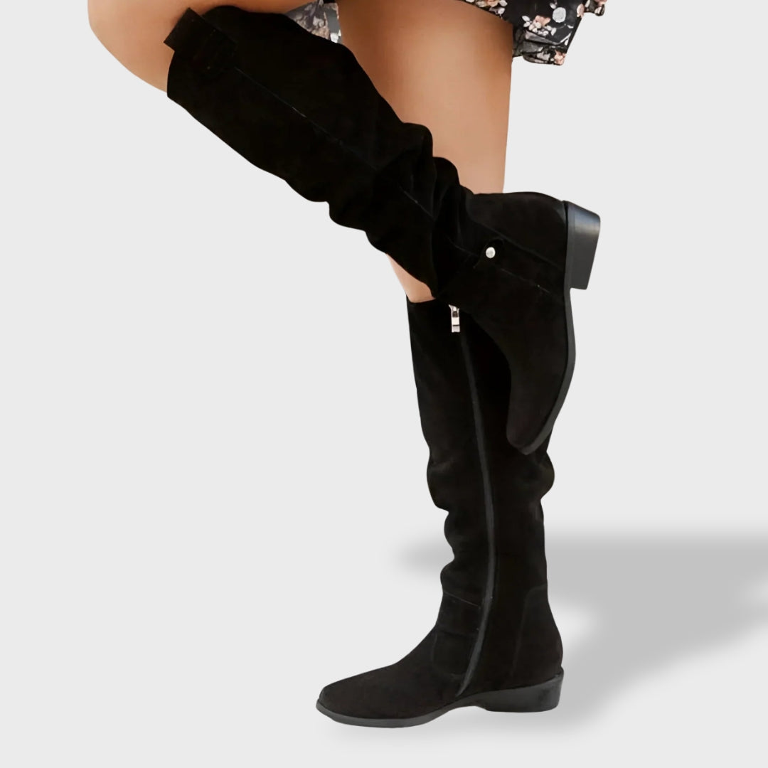 Women’s Slouch Knee-High Boots with Low Heel