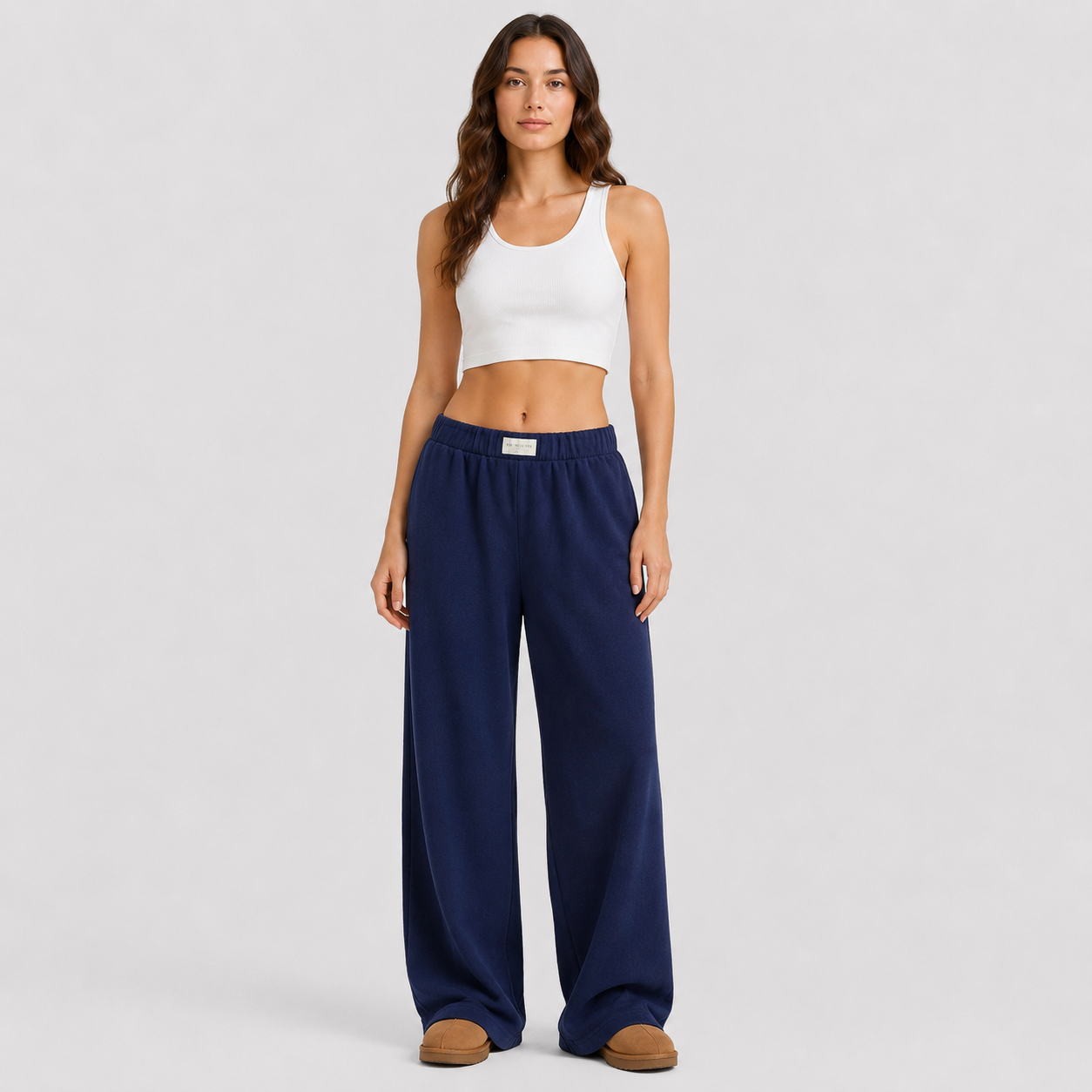 Pinstripe Wide-Leg Trousers with High-Waisted Fit