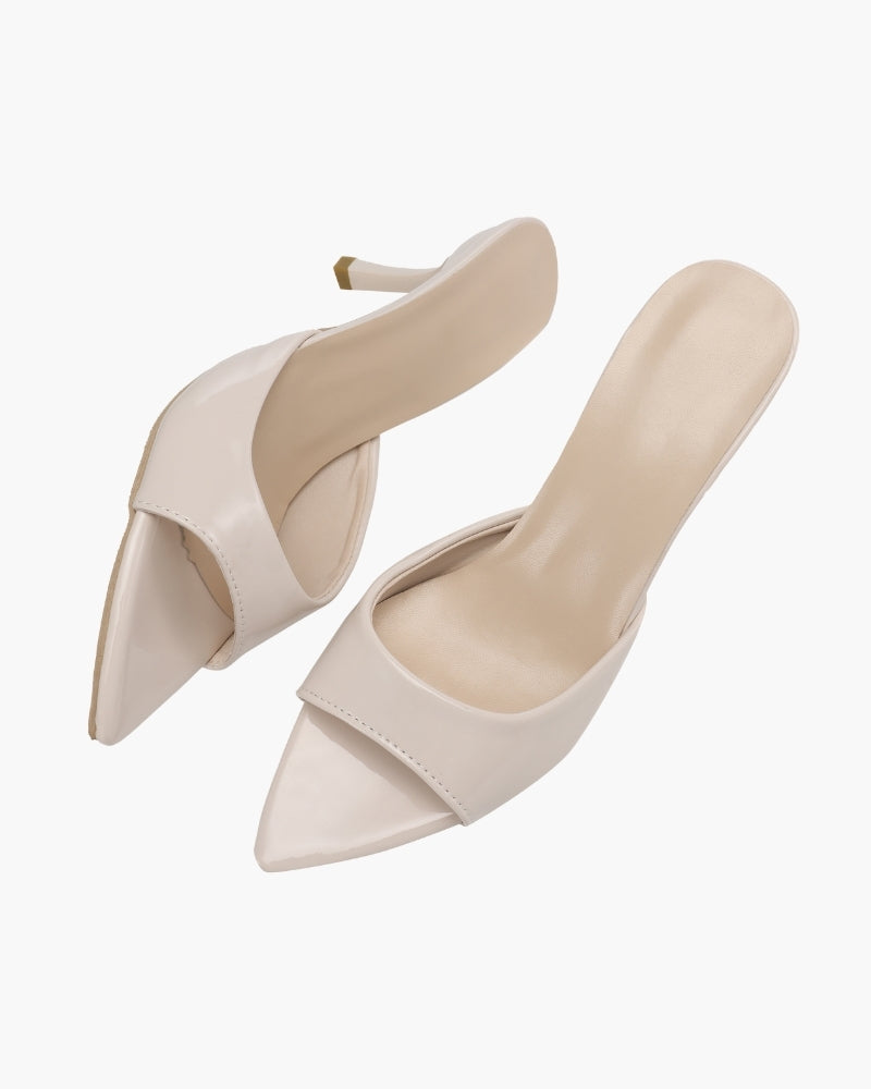 Women's Patent Pointed Toe Mule Heels