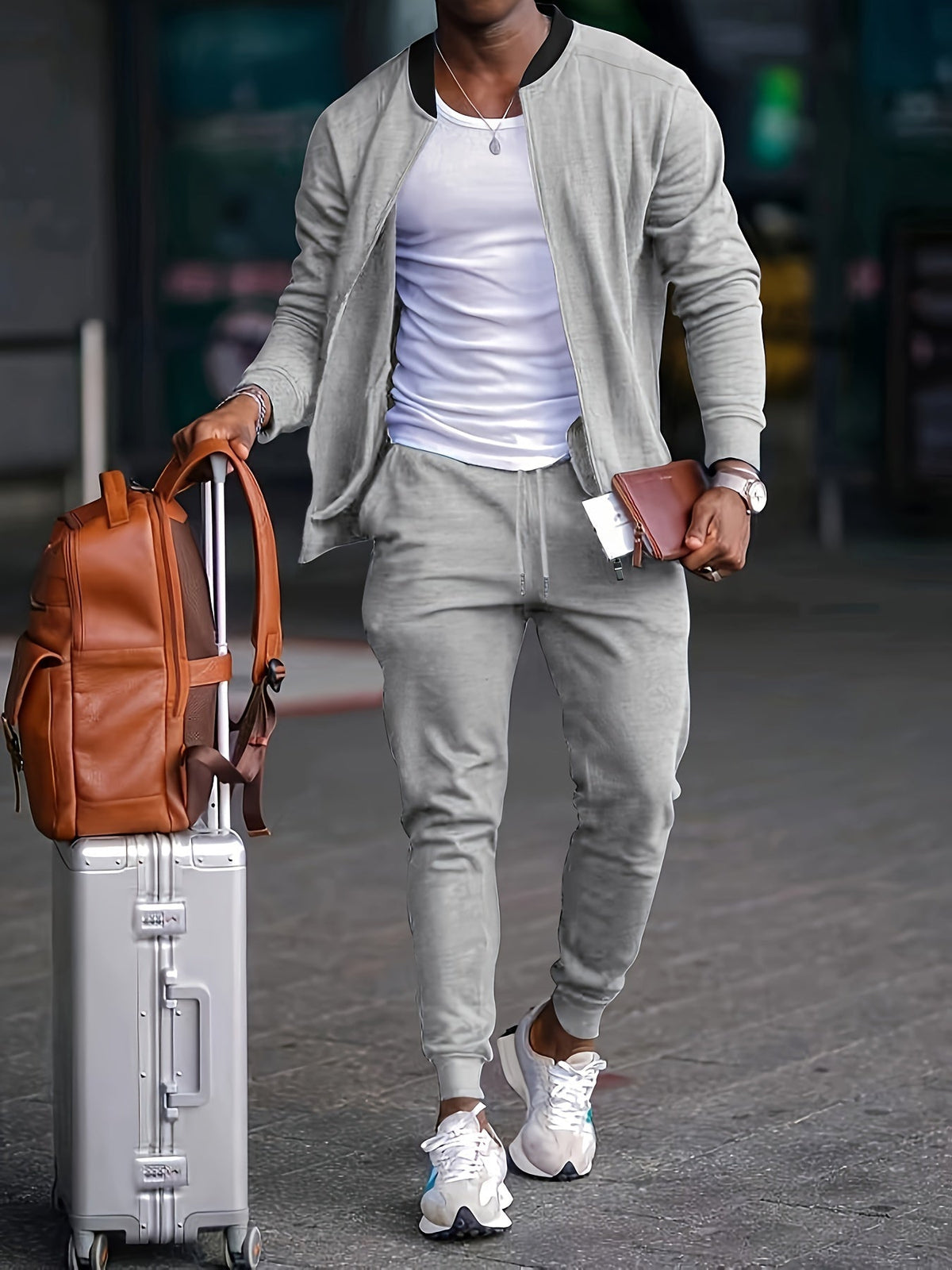Ensemble survêtement pour homme avec blouson bomber coupe slim et joggings