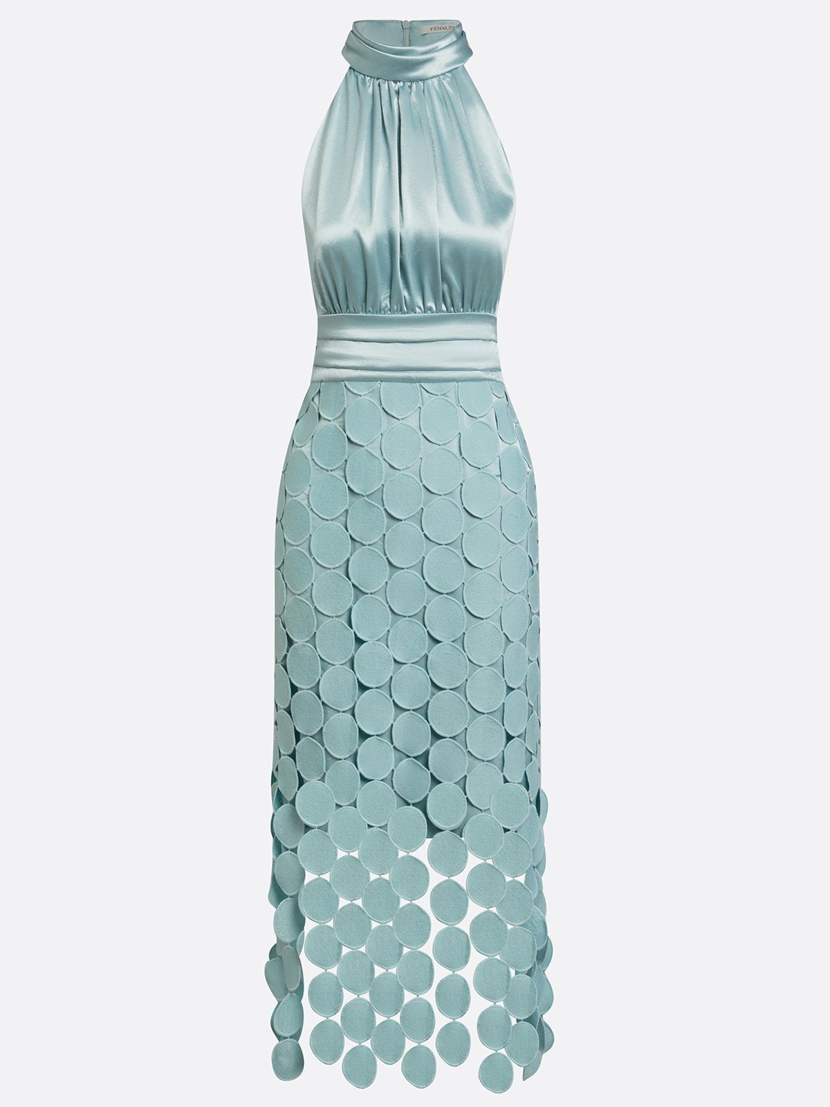 Women's Halterneck Satin & Disc Detail Midi Dress