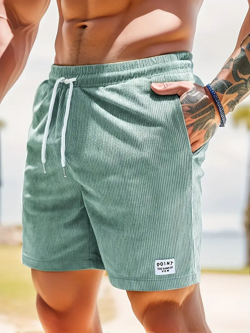 Corduroy Drawstring Shorts with Side Pockets