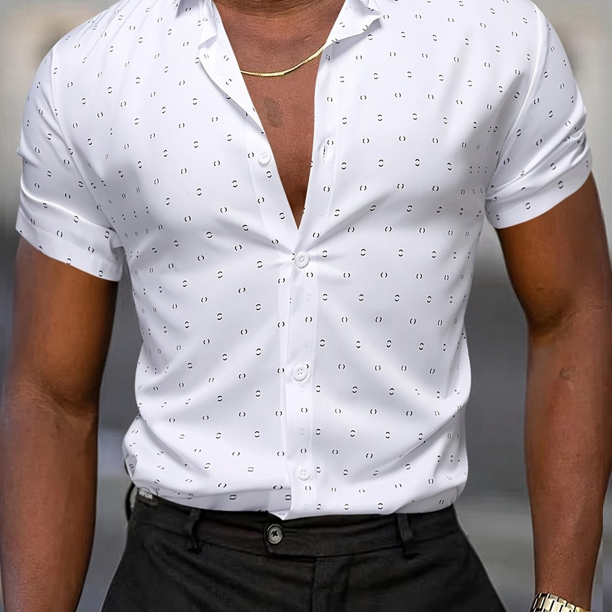 Chemise à manches courtes pour homme à imprimé géométrique