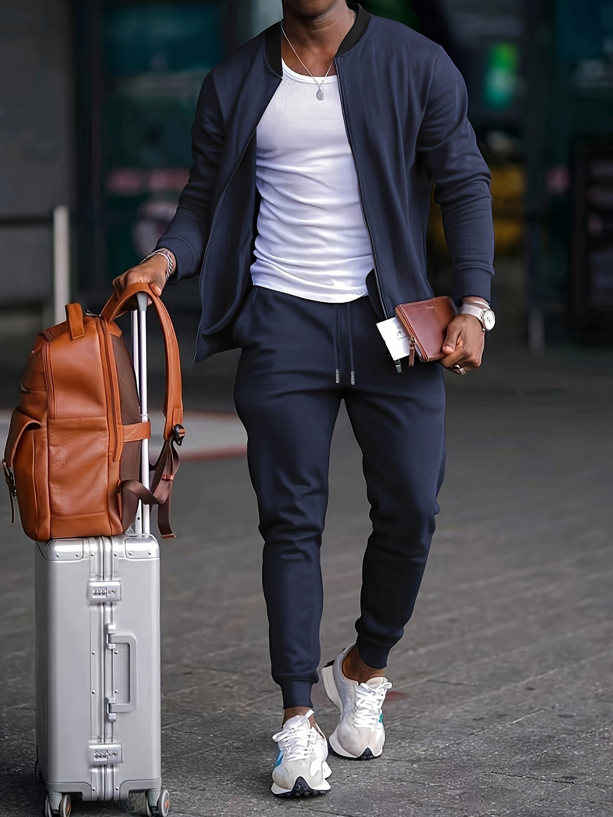 Ensemble survêtement pour homme avec blouson bomber coupe slim et joggings
