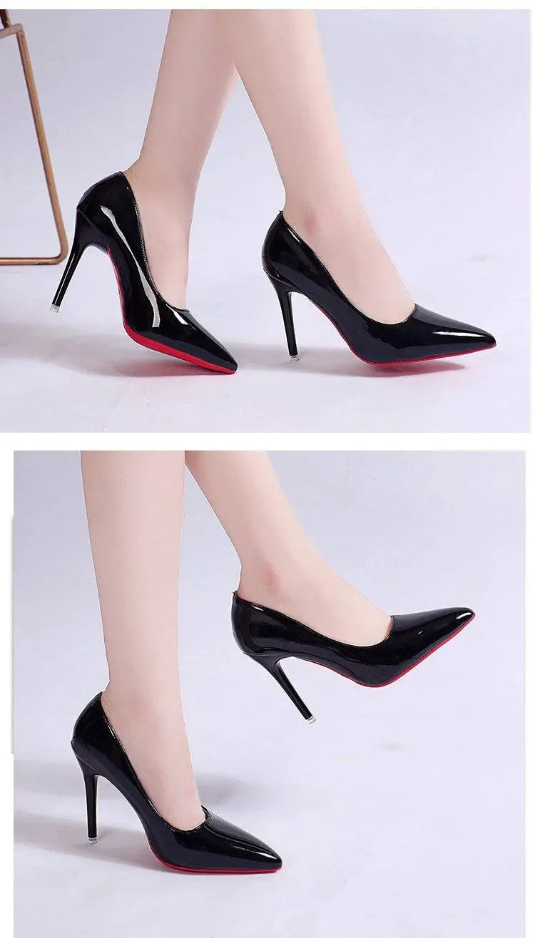 Patent Leather Stiletto Pumps with Pointed Toe