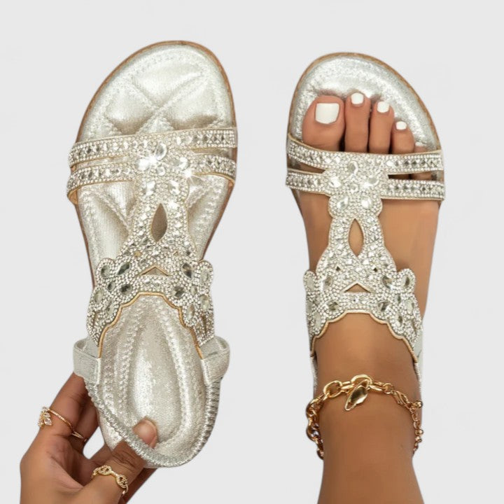 Rhinestone Sandals with Embellished Ankle Strap