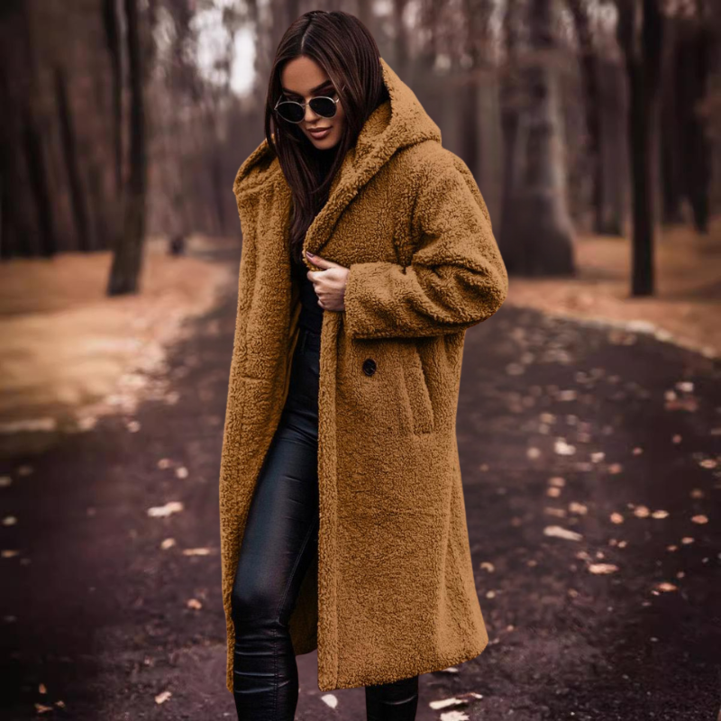 Women's Long Hooded Teddy Coat