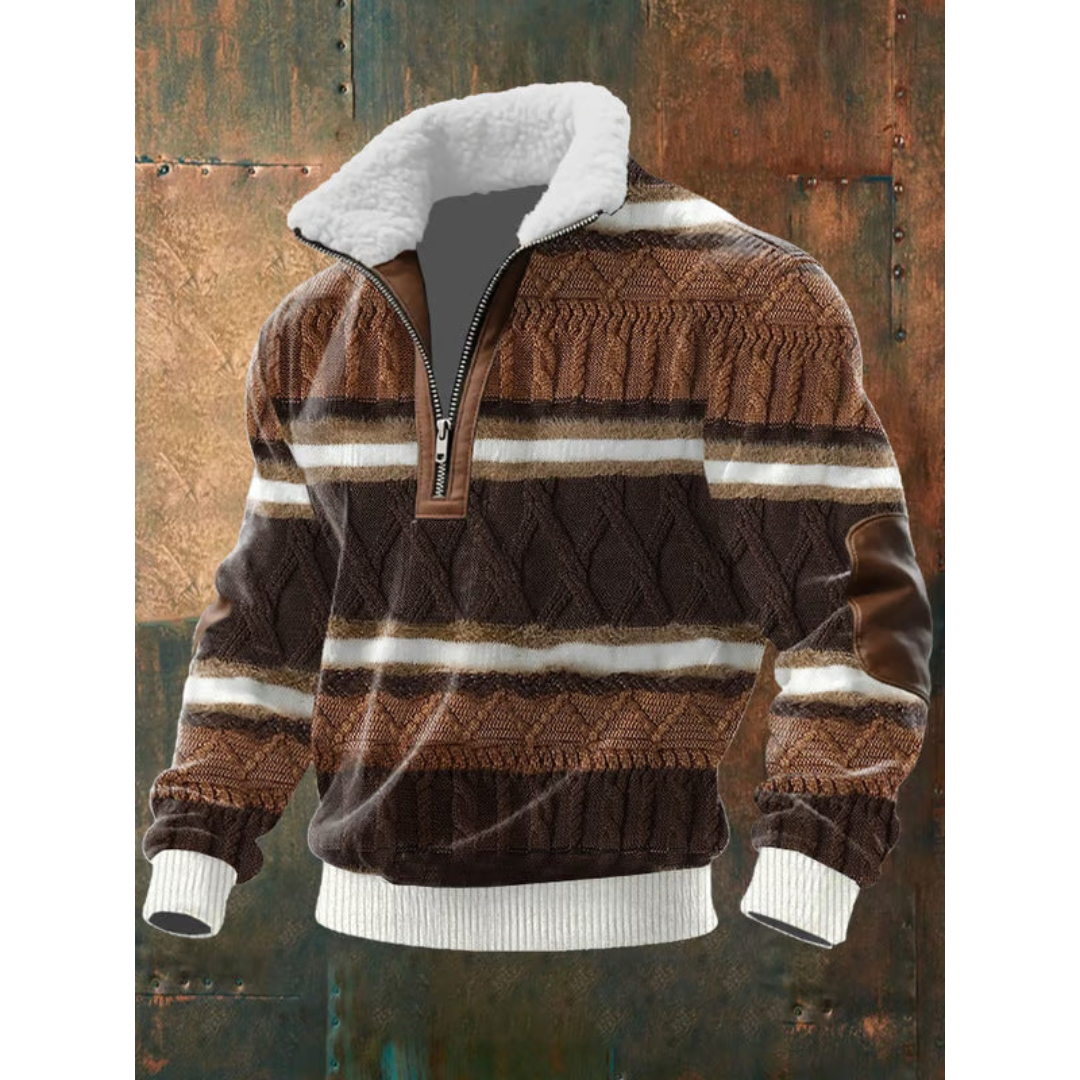 Men’s Sherpa Collar Cable Knit Half-Zip Jumper