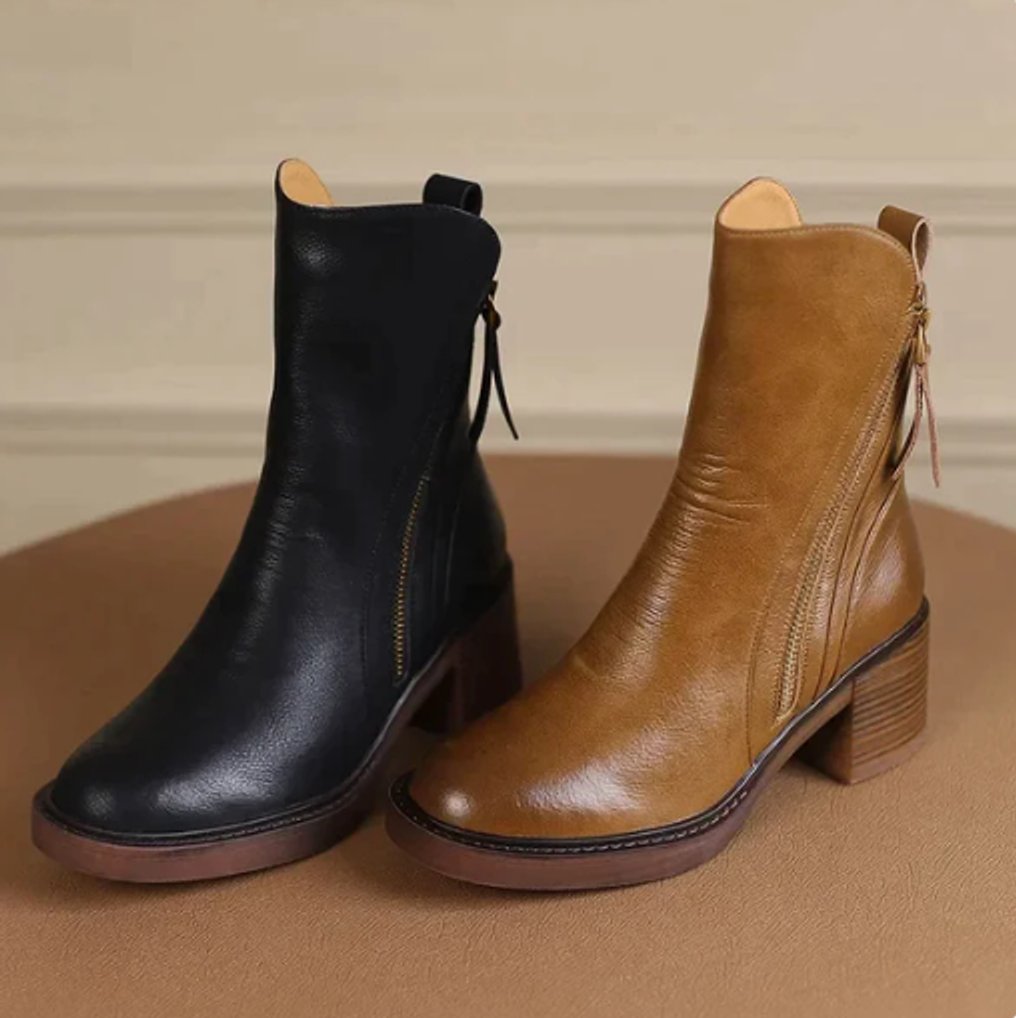 Women’s Block Heel Zip Ankle Boots