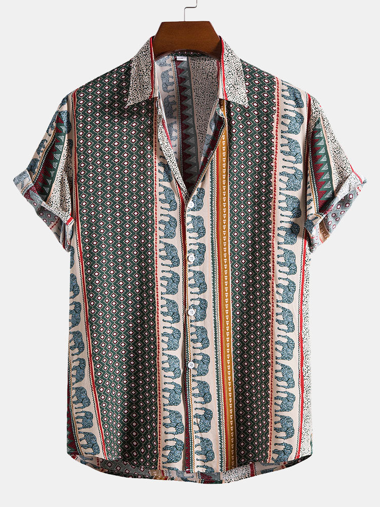 Men's Relaxed Fit Printed Short Sleeve Shirt