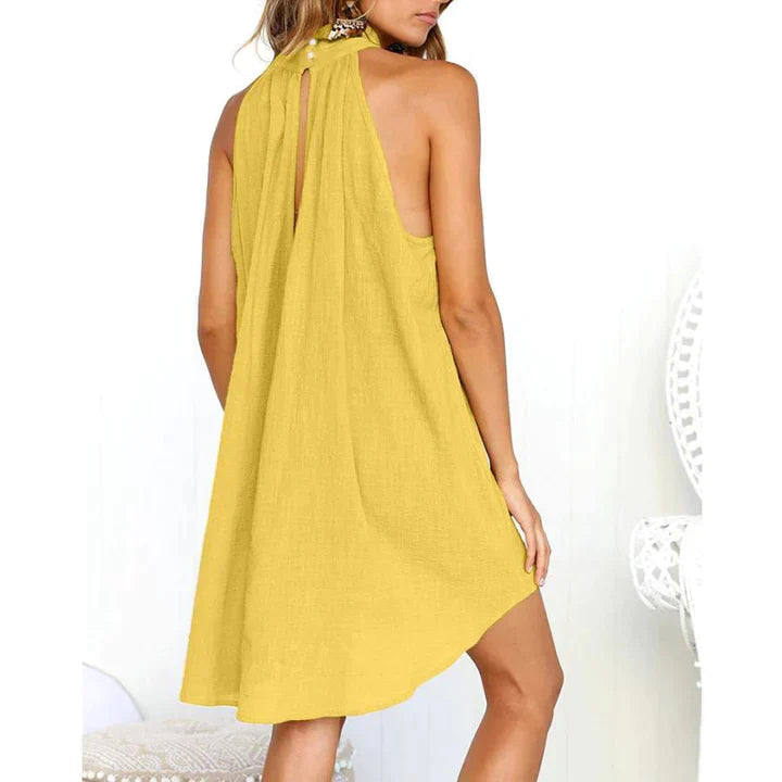 Pleated Halter Neck Mini Dress