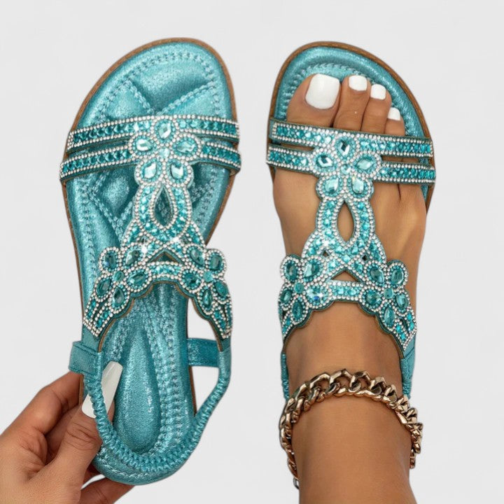 Rhinestone Sandals with Embellished Ankle Strap