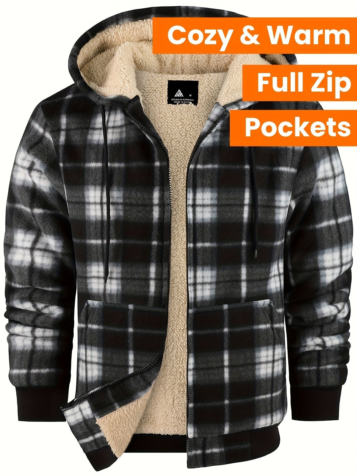 Veste légère zippée à capuche pour femme | Surchemise à carreaux