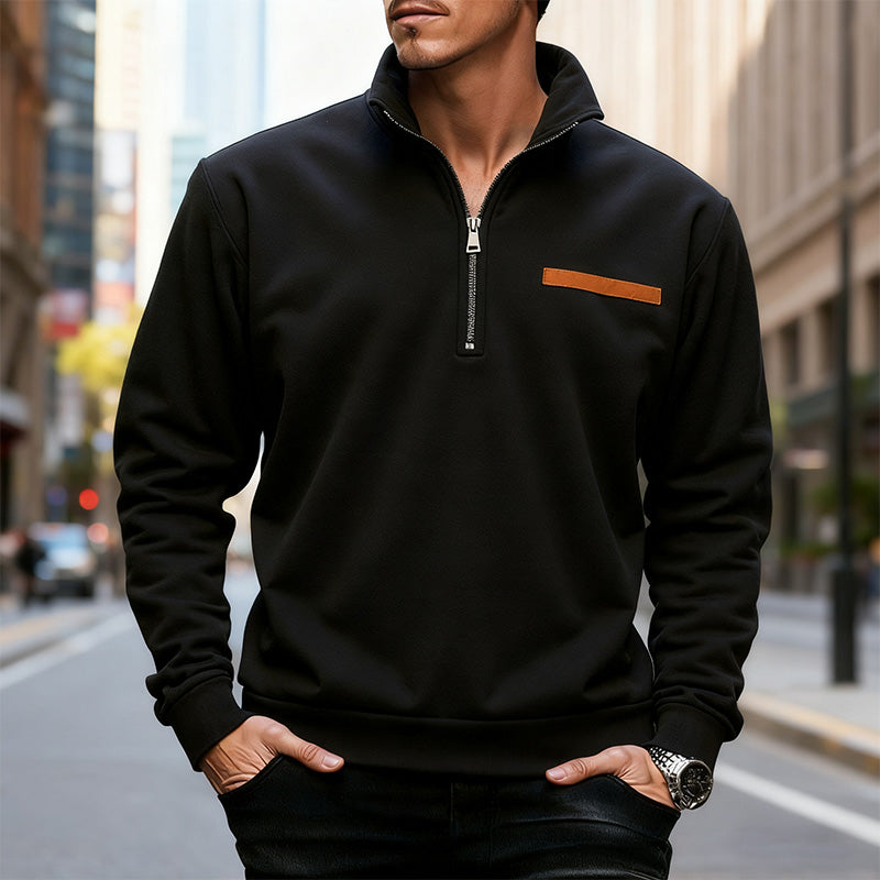 Men’s Half-Zip Sweatshirt with Stand Collar