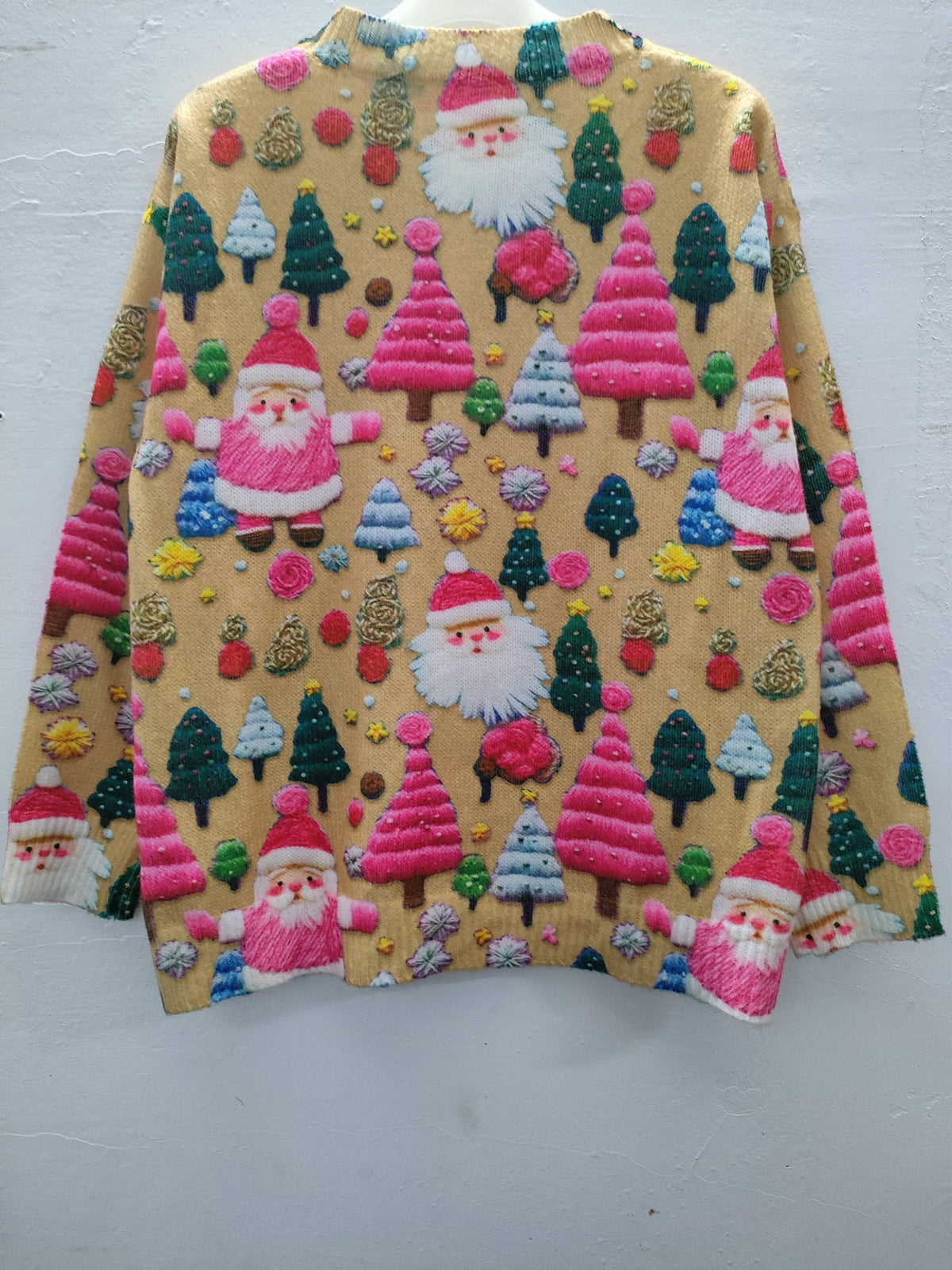 Pull de Noël oversize pour femme | Pull en maille imprimé Père Noël