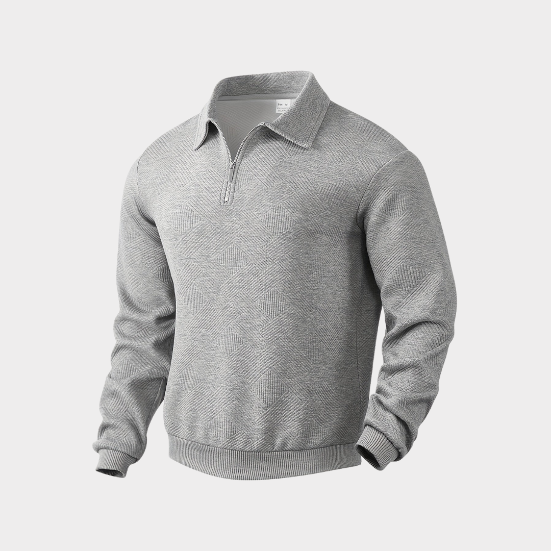 Men's Half-Zip Sweatshirt | Textured Knit Polo Collar