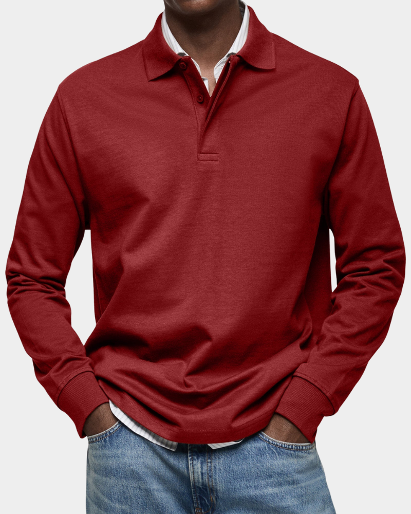Men's Long Sleeve Cotton Polo Shirt