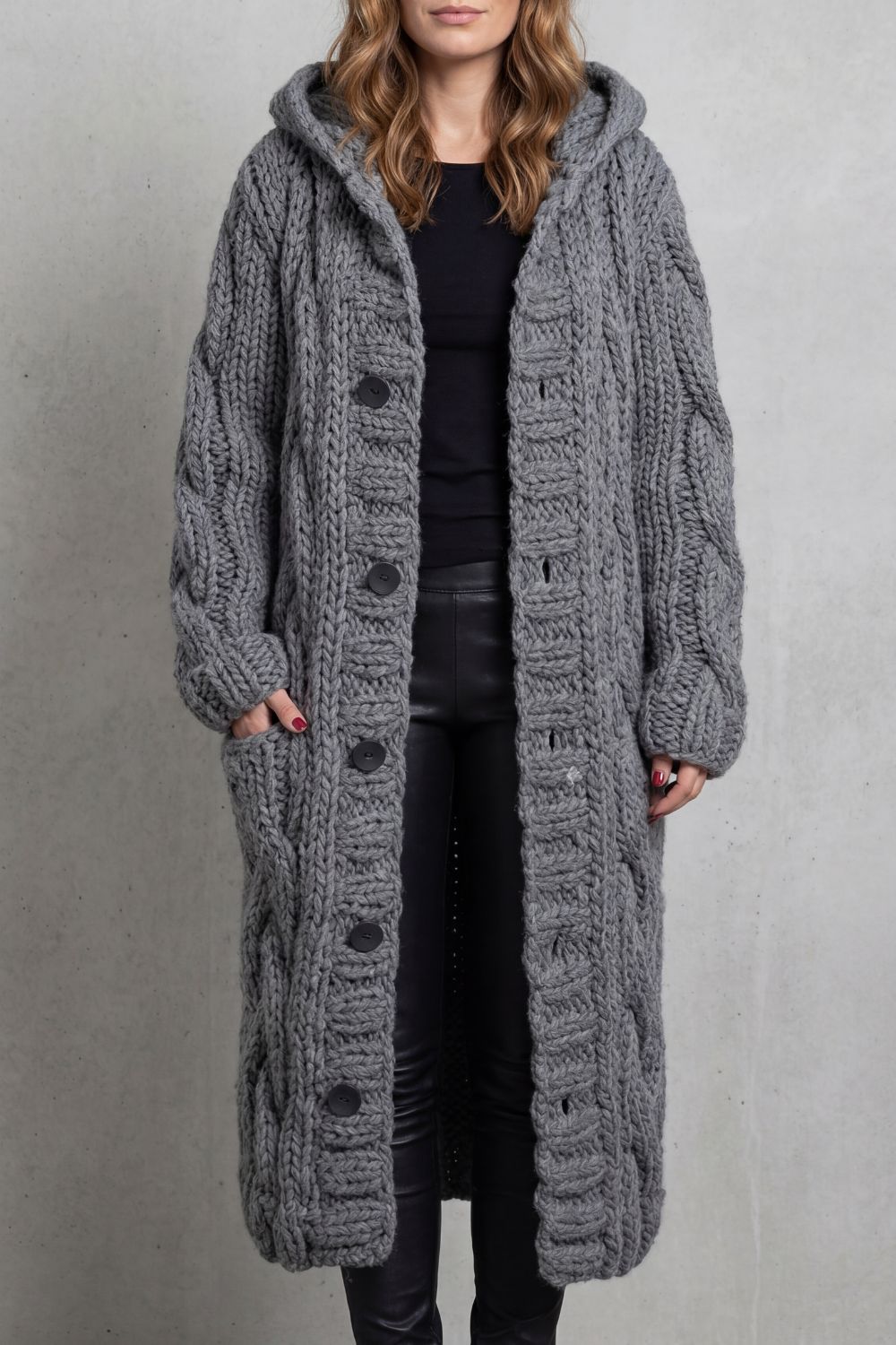 Women’s Chunky Knit Longline Hooded Cardigan