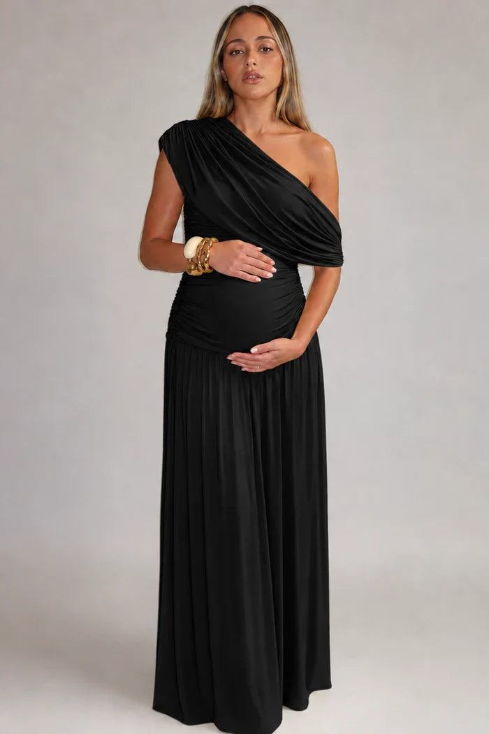 Women's One-Shoulder Maternity Maxi Dress