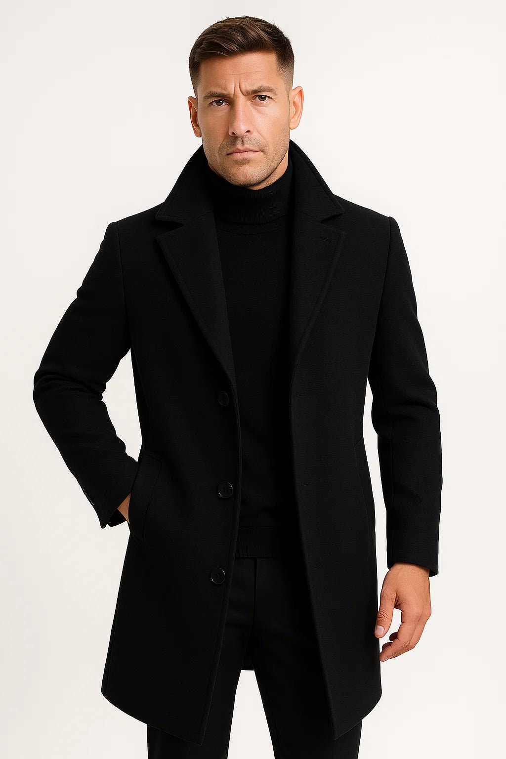 Trench-coat mi-long pour homme | Double boutonnage