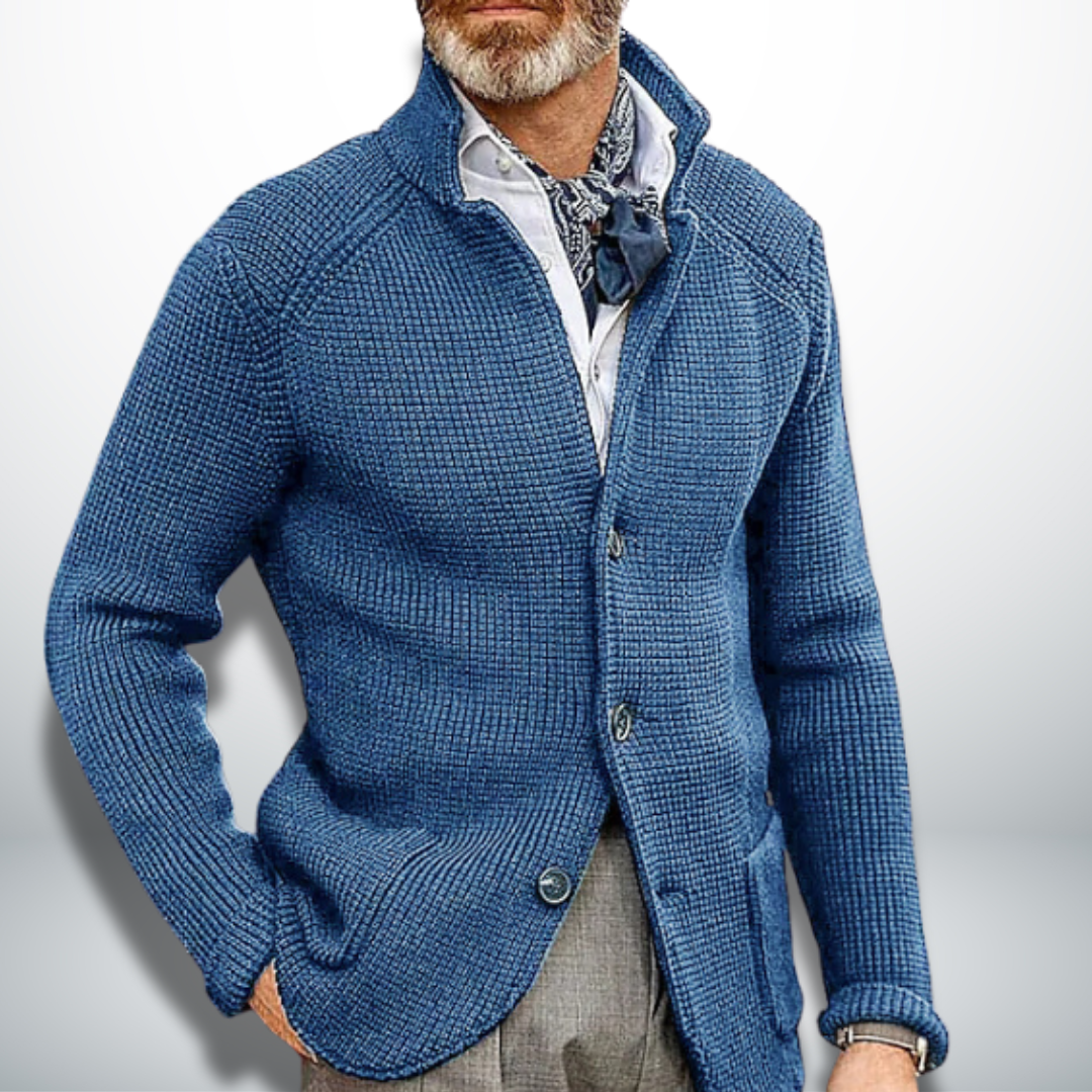 Men's Knitted Stand-Collar Cardigan
