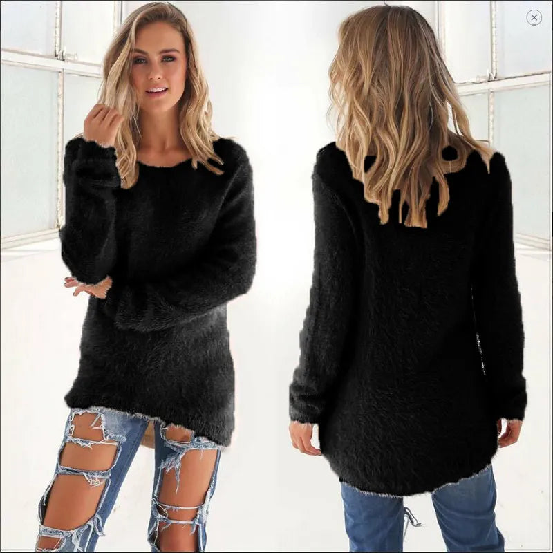 Pull en maille côtelée pour femme | Haut d'hiver coupe décontractée
