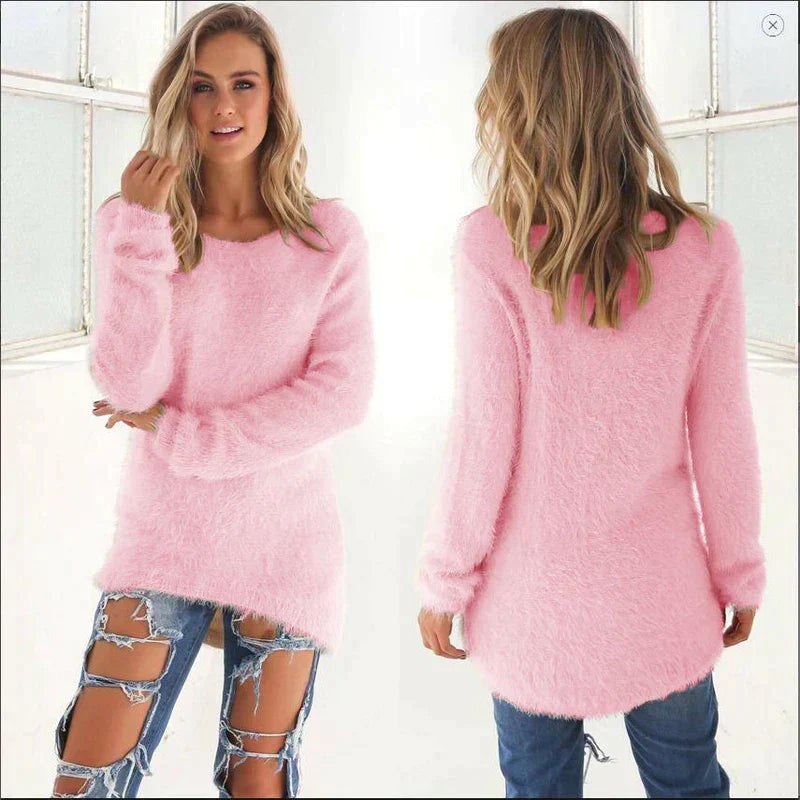 Pull en maille côtelée pour femme | Haut d'hiver coupe décontractée