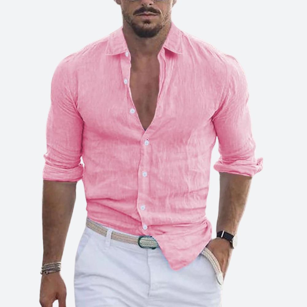 Relaxed Linen Shirt with Long Sleeves