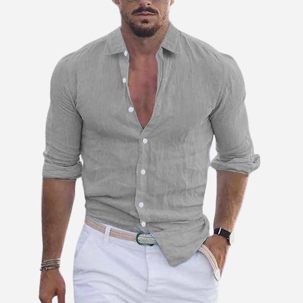 Relaxed Linen Shirt with Long Sleeves
