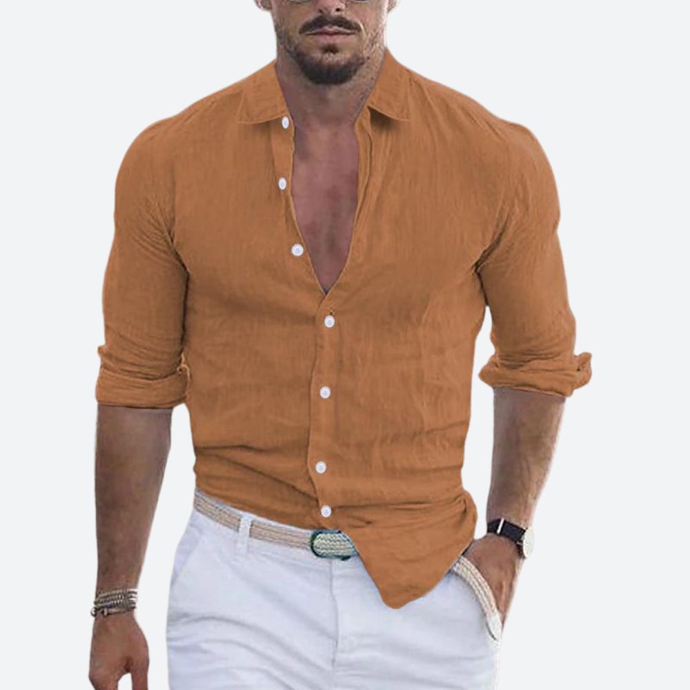 Relaxed Linen Shirt with Long Sleeves