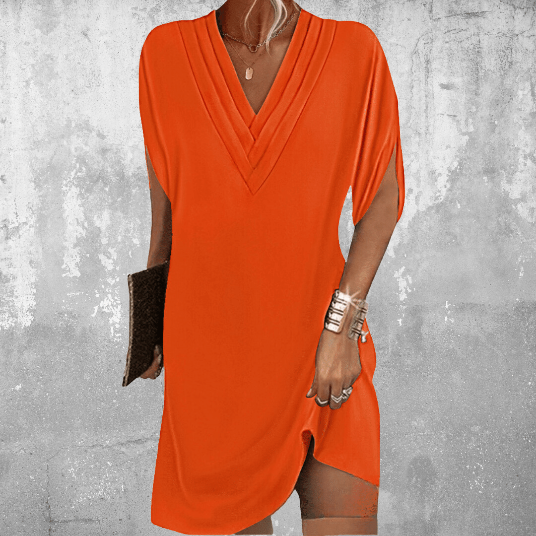 Women's Elegant V-Neck Dress with Flattering Drape