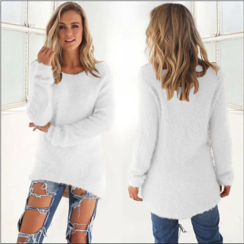 Pull en maille côtelée pour femme | Haut d'hiver coupe décontractée