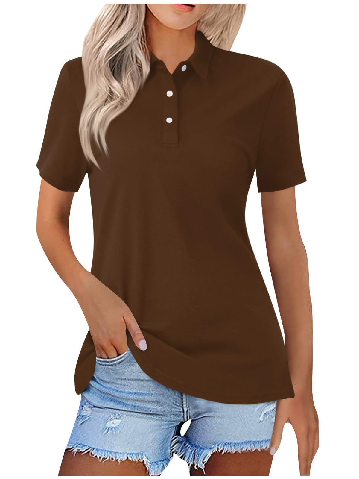 Collared Polo Shirt with Button Placket