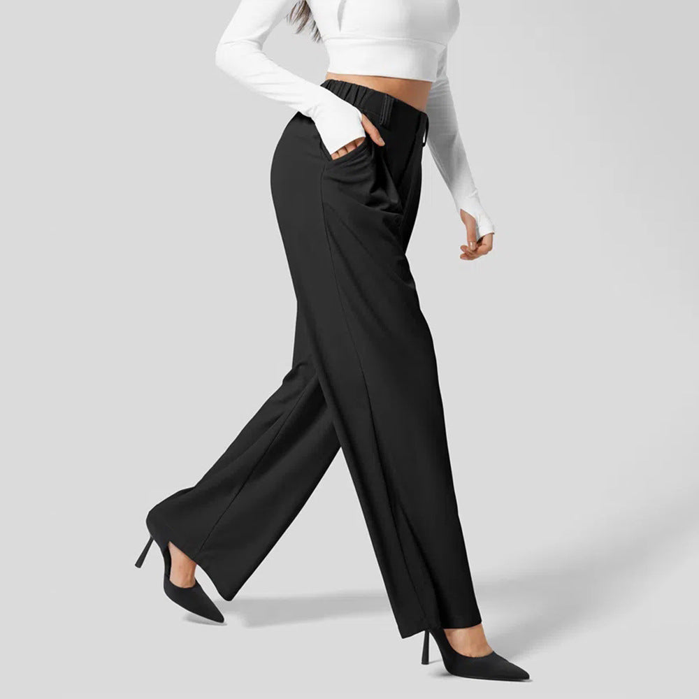 Women's High Waist Wide Leg Trousers with Pockets
