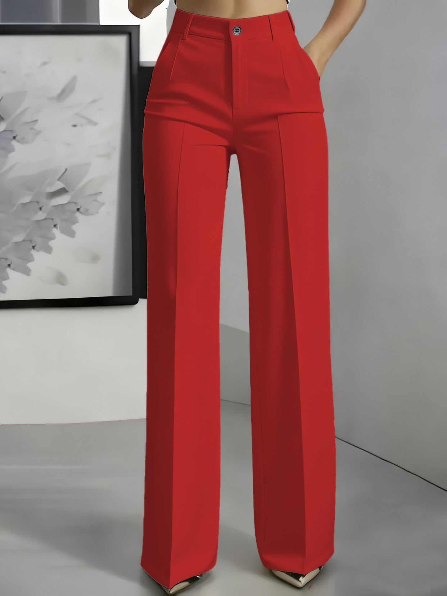 Women's High Waisted Wide Leg Tailored Trousers